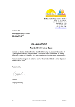 NSX ANNOUNCEMENT  Amended 2014 Directors’ Report