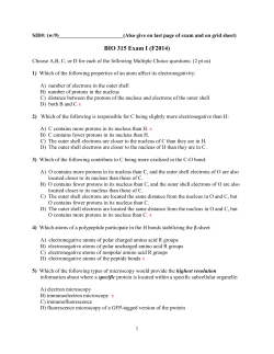 BIO 315 Exam I (F2014)