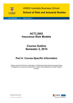 ACTL3003 Insurance Risk Models Course Outline