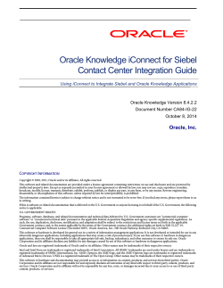Oracle Knowledge iConnect for Siebel Contact Center Integration Guide Oracle, Inc.