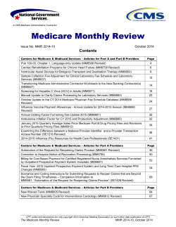 Medicare Monthly Review Contents  Issue No. MMR 2014-10