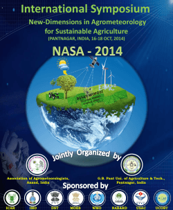 International Symposium New-Dimensions in Agrometeorology for Sustainable Agriculture (PANTNAGAR, INDIA, 16-18 OCT, 2014)