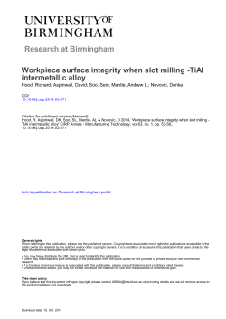 Workpiece surface integrity when slot milling -TiAl intermetallic alloy