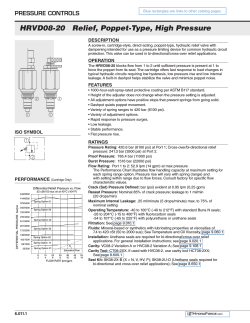 HRVD08-20   Relief, Poppet-Type, High Pressure PRESSURE CONTROLS DESCRIPTION