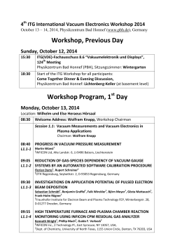 Workshop, Previous Day 4 ITG International Vacuum Electronics Workshop 2014