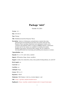 Package ‘mirt’ October 10, 2014