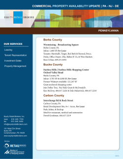 COMMERCIAL UPDATE | PA - NJ - DE  PROPERTY AVAILABILITY