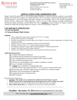 APPLICATION FOR ADMISSION 2015