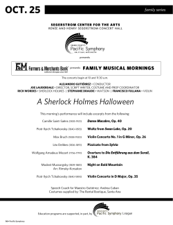 oCt. 25 A Sherlock Holmes Halloween famILY mUSIcaL mornIngS family series