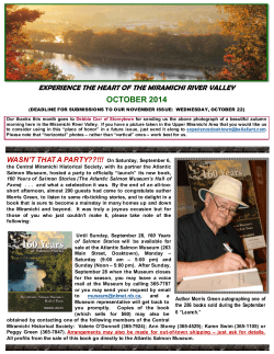 OCTOBER 2014 EXPERIENCE THE HEART OF THE MIRAMICHI RIVER VALLEY
