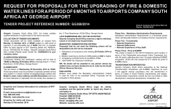 REQUEST FOR PROPOSALS FOR THE UPGRADING OF FIRE &amp; DOMESTIC