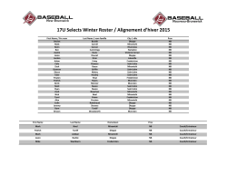 17U Selects Winter Roster / Alignement d’hiver 2015