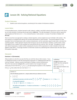 Lesson 26:  Solving Rational Equations M1  Lesson 26