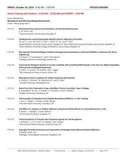 FRIDAY, October 24, 2014 - POSTER SESSIONS Bioinspired and Self Assembling Biomaterials