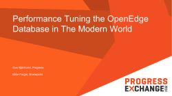 Performance Tuning the OpenEdge Database in The Modern World Gus Björklund, Progress