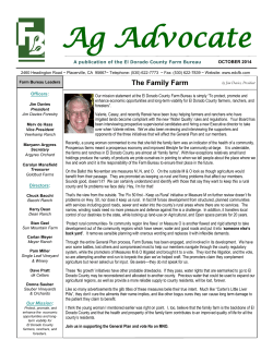 Ag Advocate A publication of the El Dorado County Farm Bureau