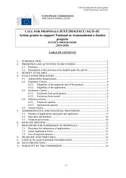 JUST/2014/JACC/AG/E-JU Action grants to support National or transnational e-Justice projects