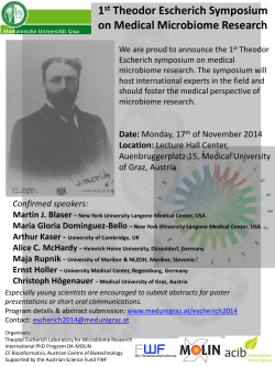 1 Theodor Escherich Symposium on Medical Microbiome Research