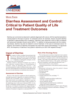 Diarrhea Assessment and Control: Critical to Patient Quality of Life W