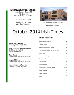 October 2014 Irish Times Minerva Central School  Inside this Issue: