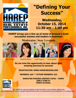 “Defining Your Success” Wednesday, October 15, 2014