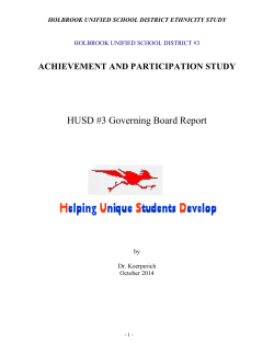 HUSD #3 Governing Board Report ACHIEVEMENT AND PARTICIPATION STUDY