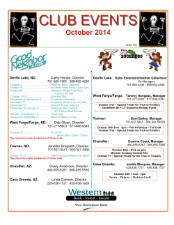 CLUB EVENTS  October 2014 Devils Lake, ND