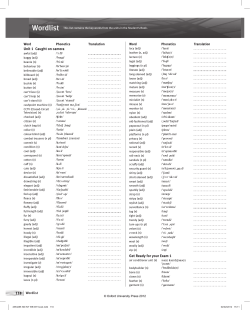 Wordlist Unit 1  Caught on camera Word Phonetics Translation