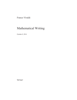 Mathematical Writing Franco Vivaldi Springer October 8, 2014