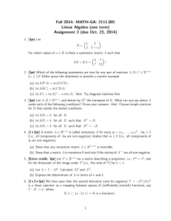 Fall 2014: MATH-GA: 2111.001 Linear Algebra (one term)