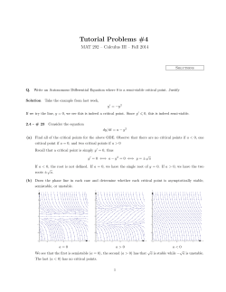 Tutorial Problems #4 MAT 292 – Calculus III – Fall 2014