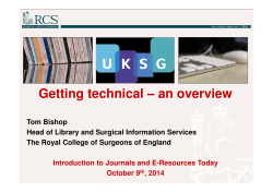 Getting technical – an overview Tom Bishop