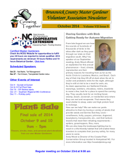 Volunteer Brunswick County Master Gardener Association Newsletter October 2014