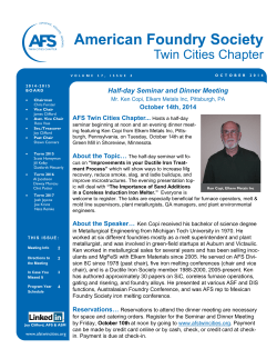 American Foundry Society  Twin Cities Chapter Half-day Seminar and Dinner Meeting