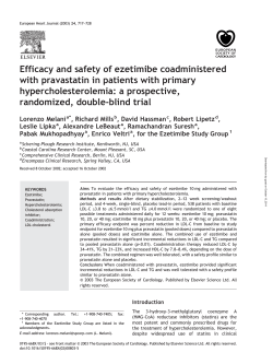 Efficacy and safety of ezetimibe coadministered hypercholesterolemia: a prospective,
