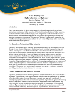-CBIE Briefing Note- Higher education and diplomacy By Jane Knight, PhD