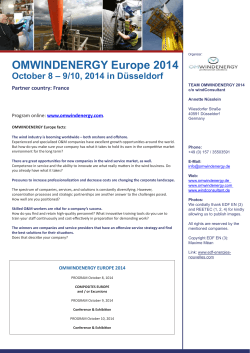 OMWINDENERGY Europe 2014 October 8 – 9/10, 2014 in Düsseldorf
