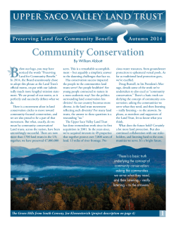 B Community Conservation Preserving Land for Community Benefit Fall 2014