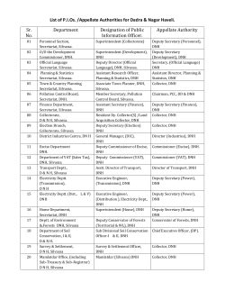 List of P.I.Os. /Appellate Authorities for Dadra &amp; Nagar Haveli. Sr. Department