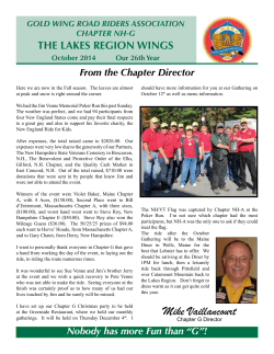 THE LAKES REGION WINGS From the Chapter Director CHAPTER NH-G