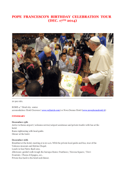POPE  FRANCESCO'S  BIRTHDAY  CELEBRATION  TOUR (DEC. 17 2014)