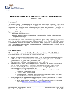 Ebola Virus Disease (EVD) Information for School Health Clinicians Background