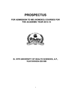 PROSPECTUS FOR ADMISSION TO MD (HOMOEO) COURSES FOR THE ACADEMIC YEAR 2014-15