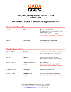Schedule of Events &amp; Hotel/Meeting Information Rockville, MD