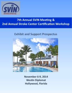 7th Annual SVIN Meeting &amp; 2nd Annual Stroke Center Certification Workshop