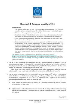 Homework I, Advanced algorithms 2014