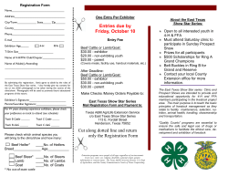 Registration Form  One Entry Per Exhibitor About the East Texas