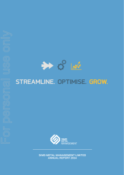For personal use only STREAMLINE.  OPTIMISE.
