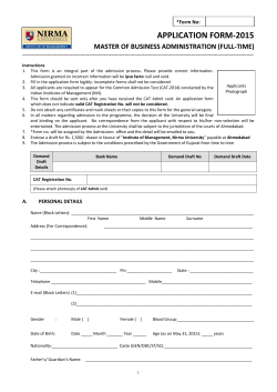 APPLICATION FORM-2015 MASTER OF BUSINESS ADMINISTRATION (FULL-TIME)