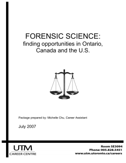 FORENSIC SCIENCE: finding opportunities in Ontario, Canada and the U.S.